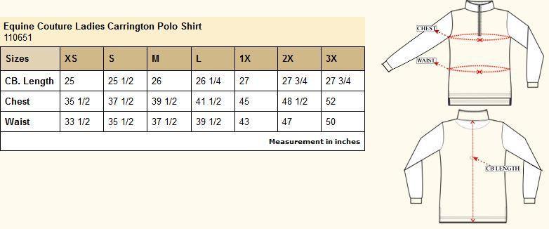 Equine Couture Shirt Size Chart