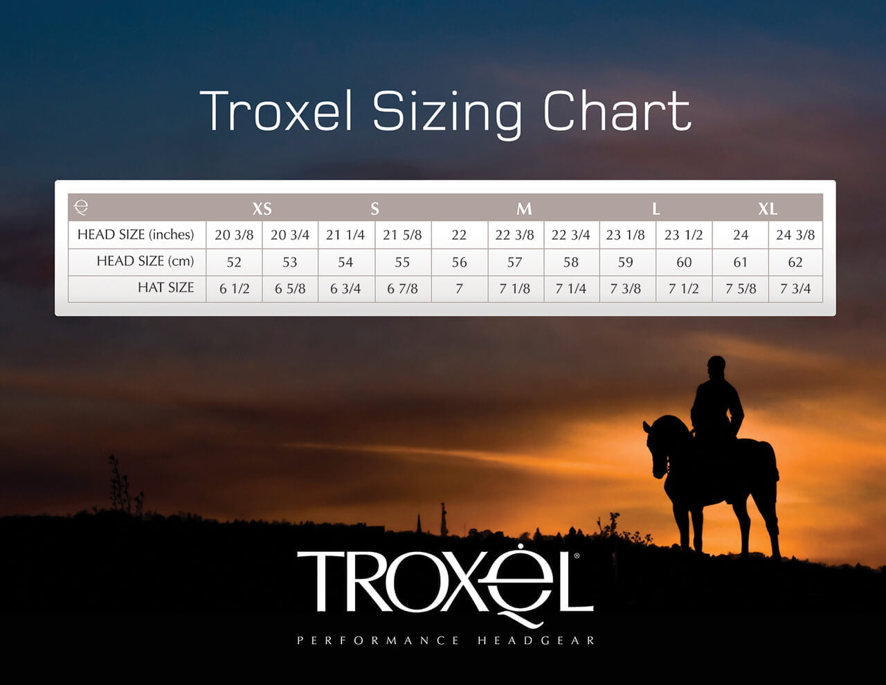 Horseback Riding Helmet Size Chart